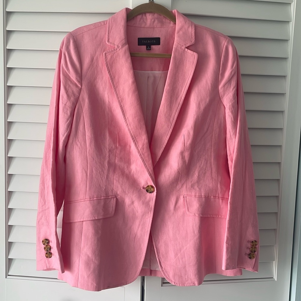 Talbots pink linen blazer NWOT